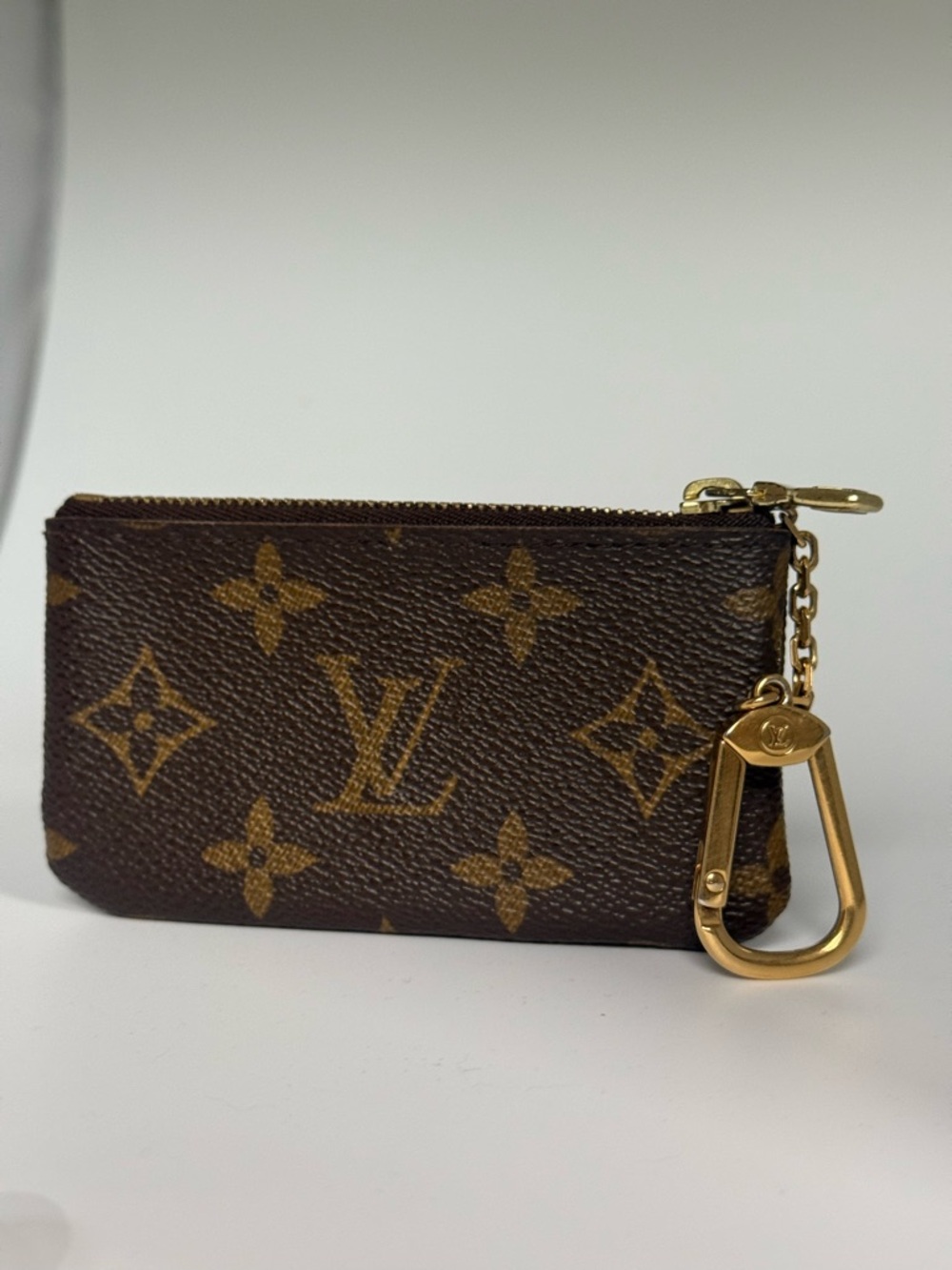 Louis Vuitton Monogram Pochette Cles coin purse Key Pouch in Brown and Gold